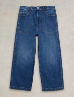 Mid Rise Wide Leg Cropped Jeans