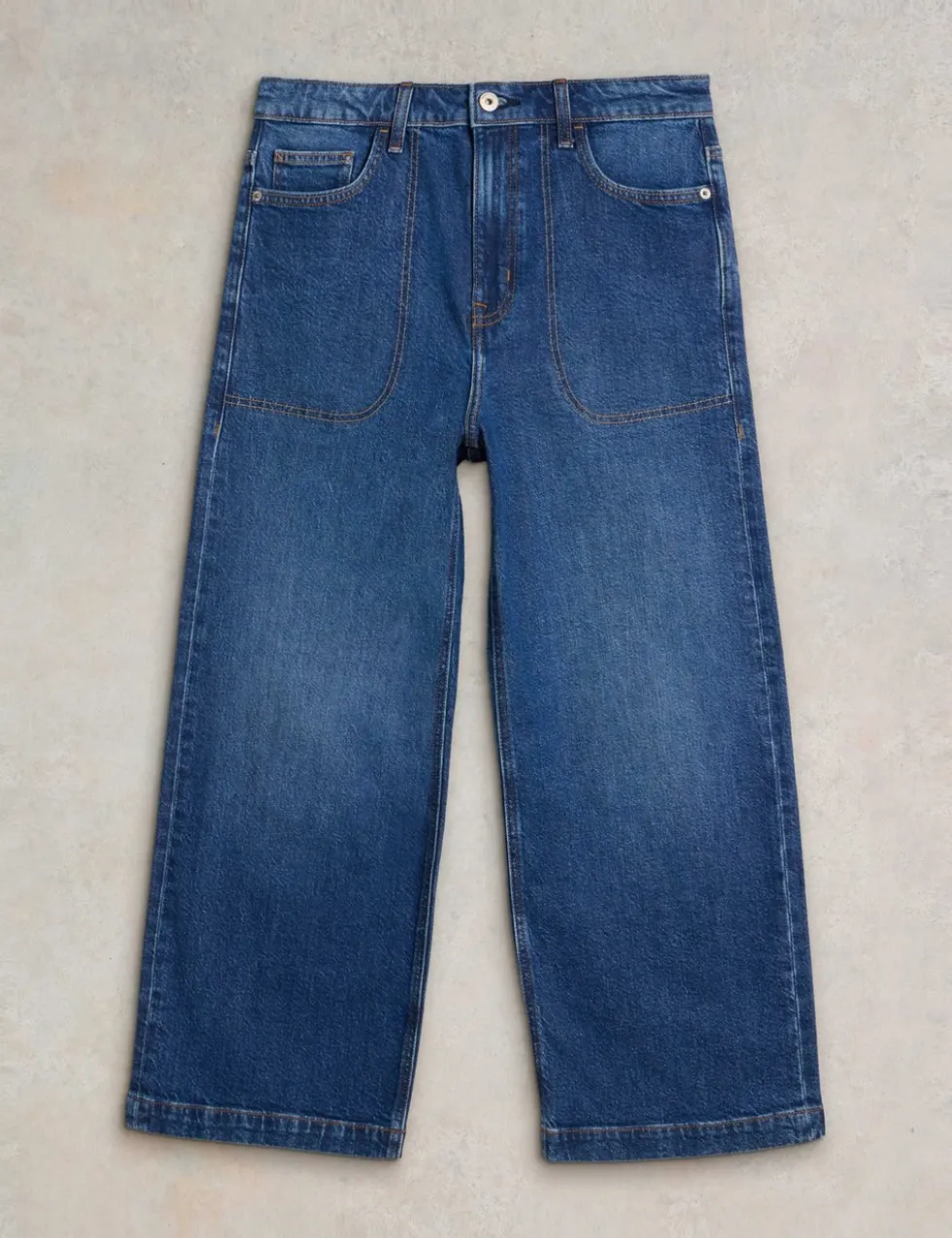 Mid Rise Wide Leg Cropped Jeans