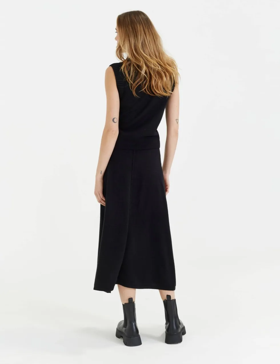 Midi A-Line Skirt with Cashmere