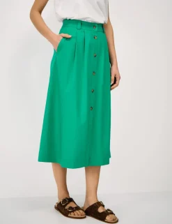 Midi A-Line Skirt with Linen
