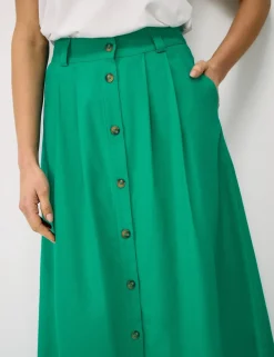 Midi A-Line Skirt with Linen