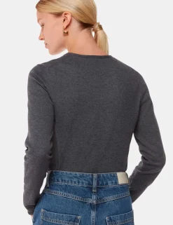 Mila Cotton Blend Ribbed V-Neck Jumper