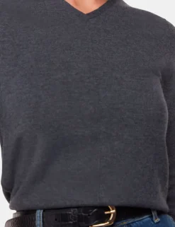 Mila Cotton Blend Ribbed V-Neck Jumper
