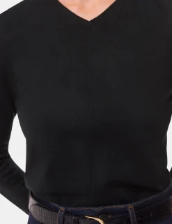 Mila Cotton Blend Ribbed V-Neck Jumper