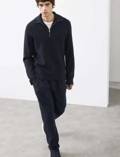 Milano-Knit Extended Funnel Neck Half Zip Jumper