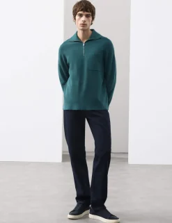 Milano-Knit Extended Funnel Neck Half Zip Jumper