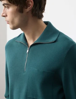 Milano-Knit Extended Funnel Neck Half Zip Jumper