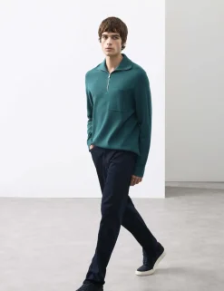 Milano-Knit Extended Funnel Neck Half Zip Jumper