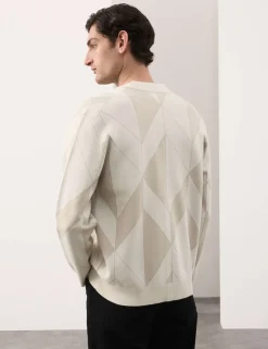 Milano-Knit V-Neck Jacquard Cardigan