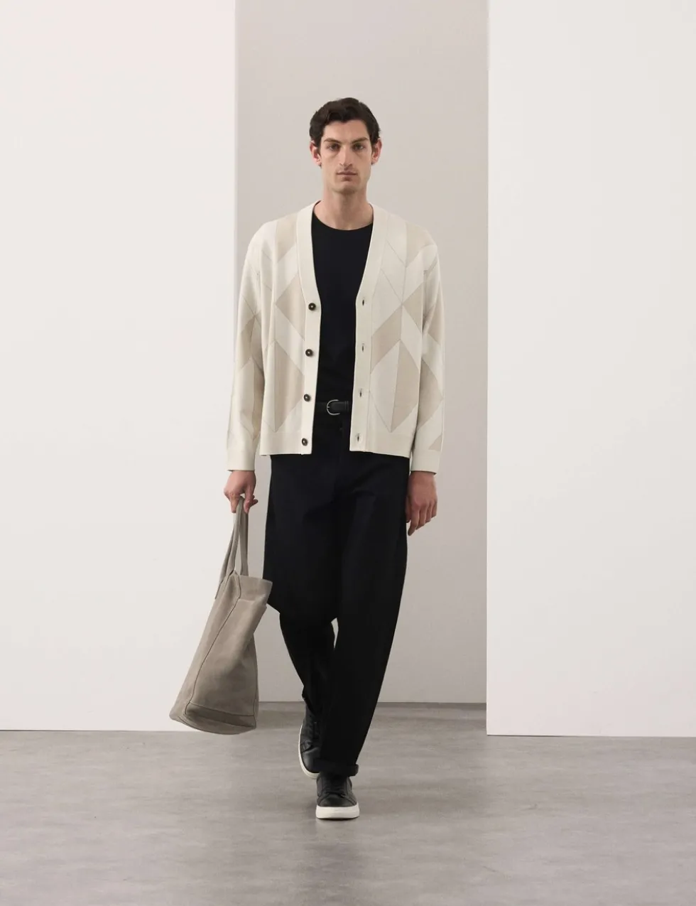 Milano-Knit V-Neck Jacquard Cardigan