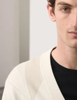 Milano-Knit V-Neck Jacquard Cardigan
