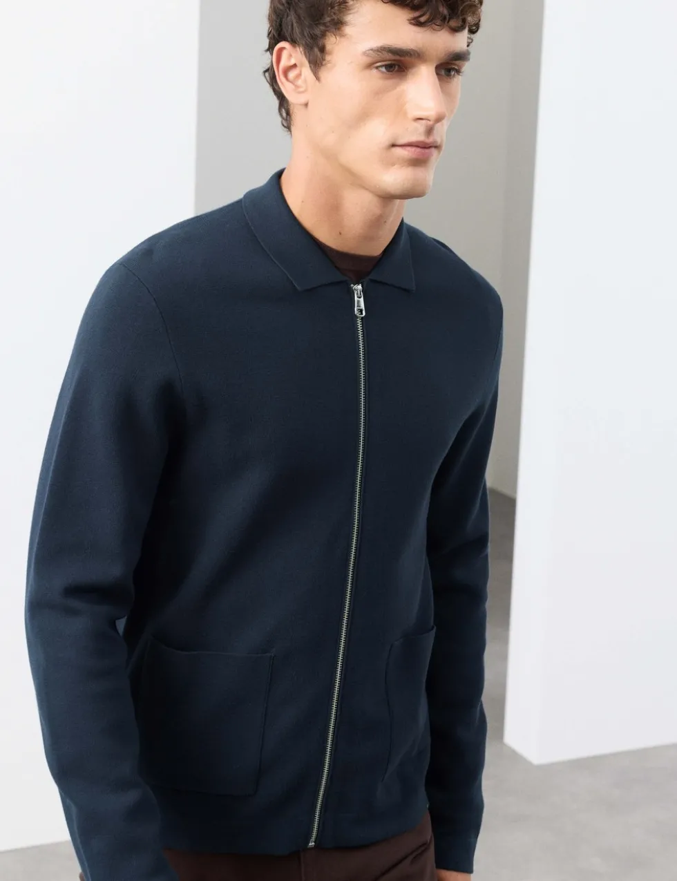 Milano-knit Zip up Knitted Jacket
