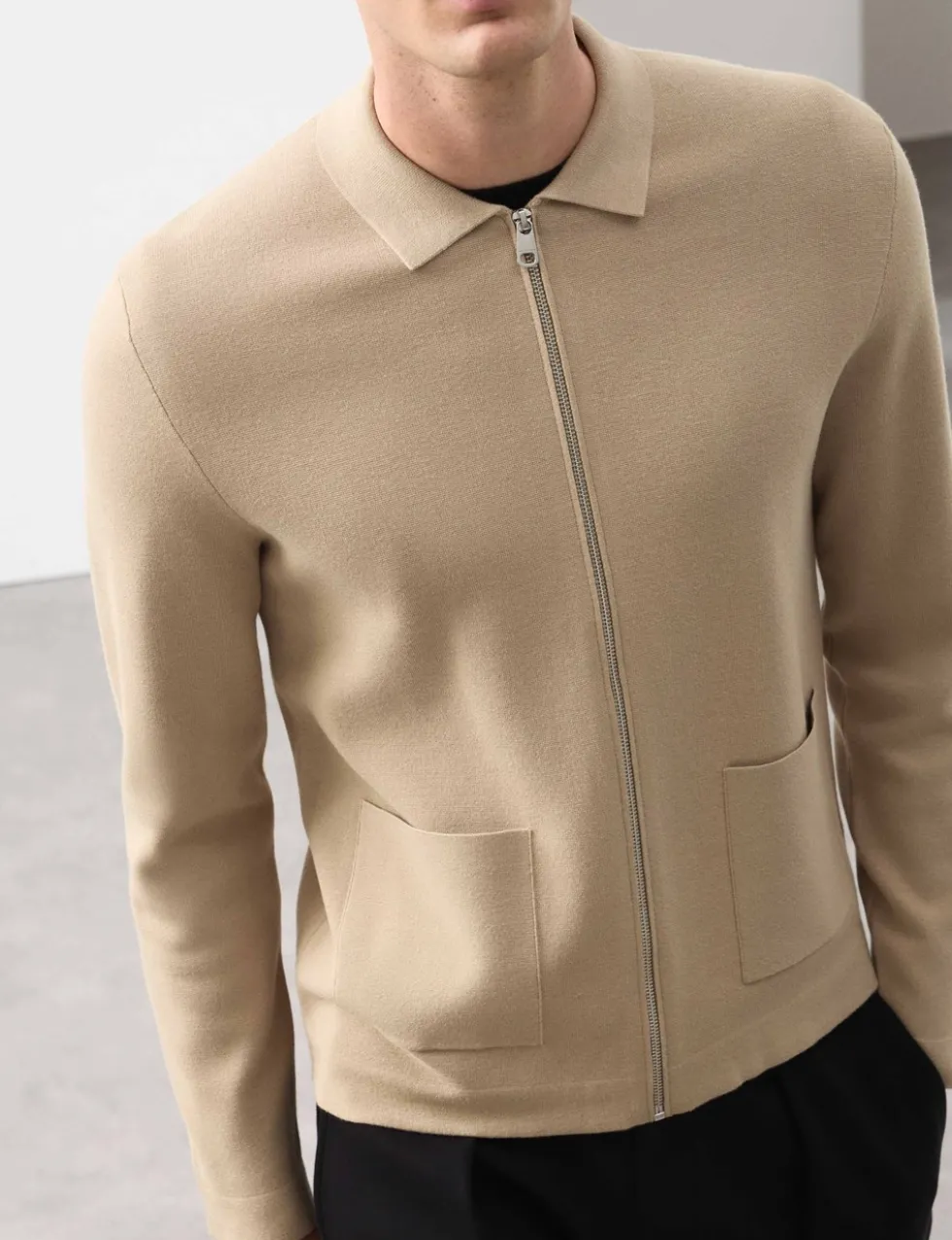 Milano-knit Zip up Knitted Jacket