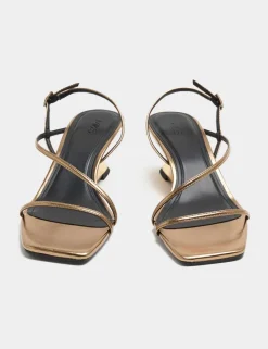Mirrored Strappy Wedge Heeled Sandals