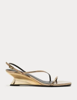 Mirrored Strappy Wedge Heeled Sandals