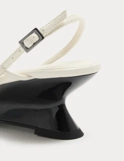 Mirrored Strappy Wedge Heeled Sandals