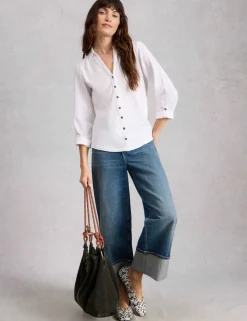 Mixed Jersey Sheer Sleeves Shirt