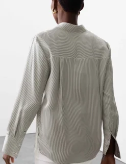 Modal Blend Satin Striped Shirt