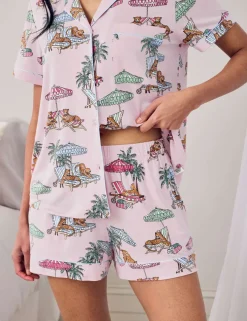 Modal Lounging Leopards Print Short Pyjama Set