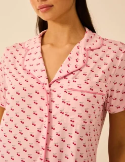Modal Rich Cherry Print Revere Shortie Set