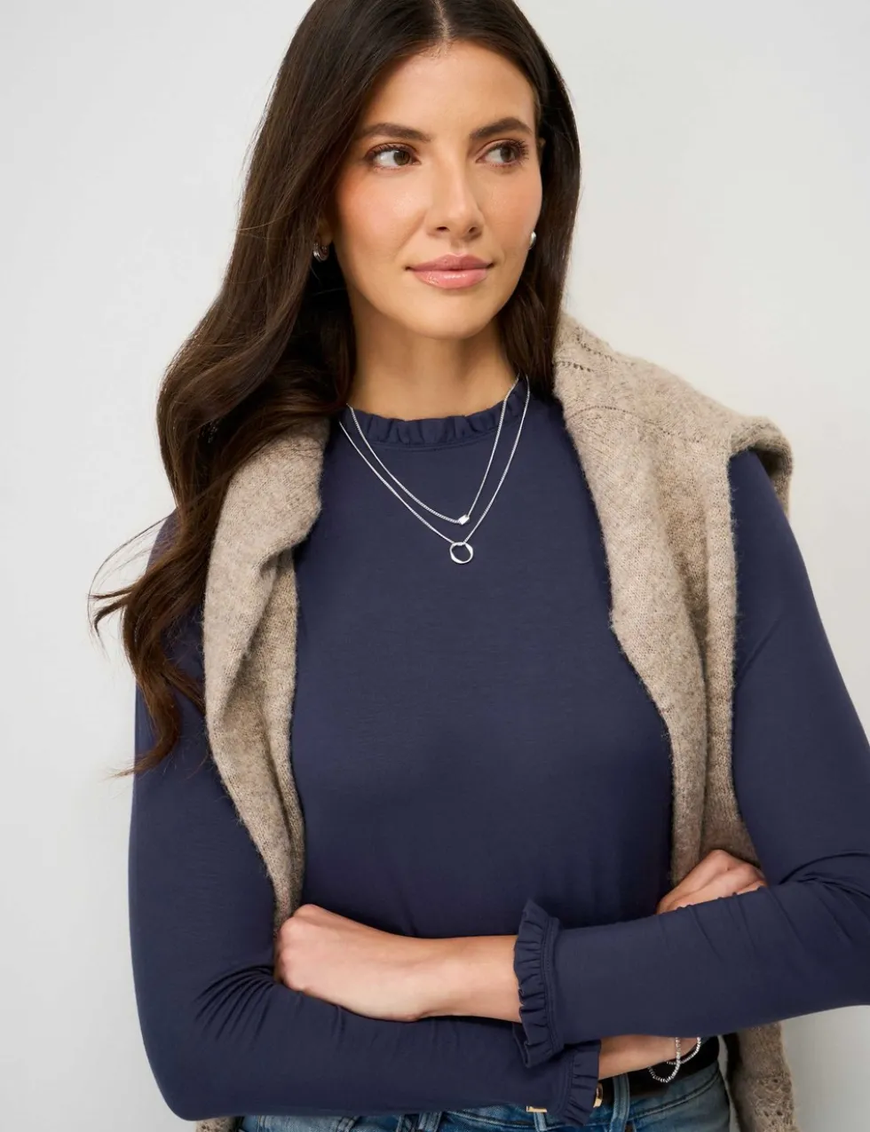 Modal Rich Frill Neck Blouse