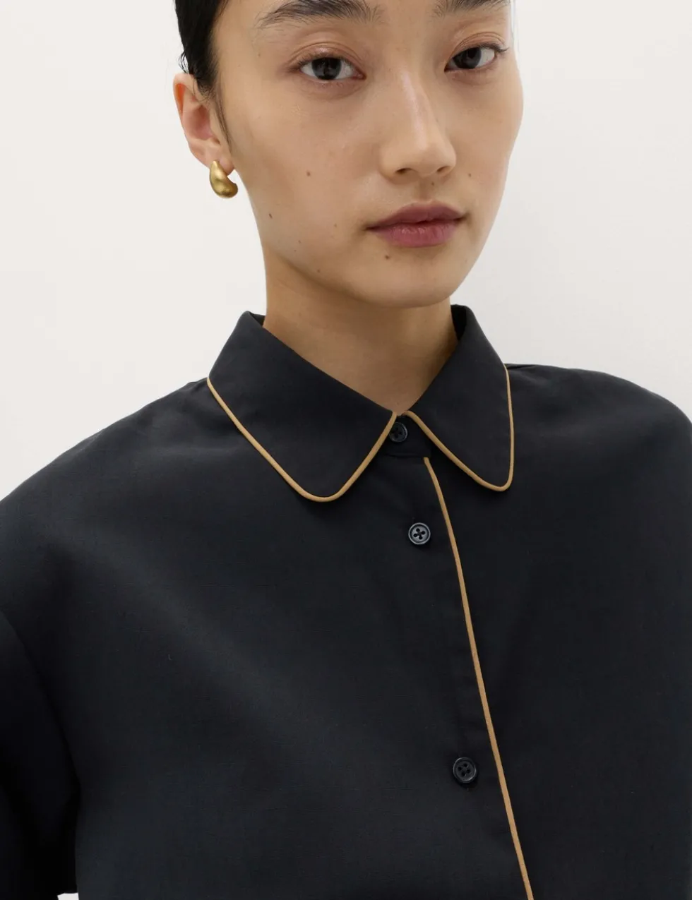 Modal Rich Piped Detail Collared Shirt