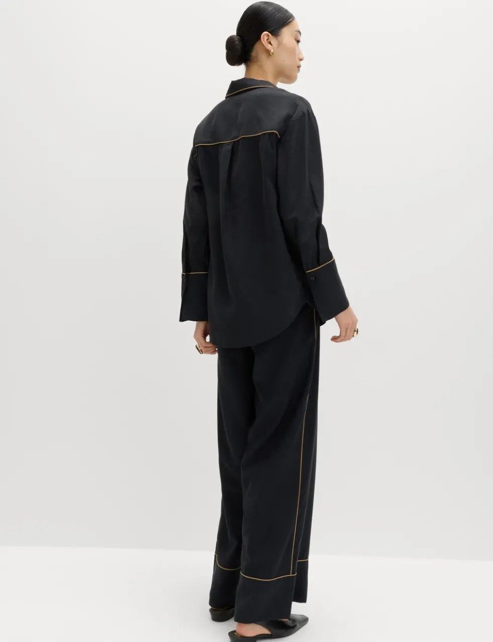 Modal Rich Piped Detail Collared Shirt