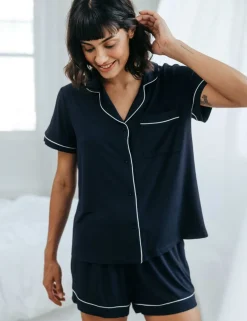 Modal Rich Piped Trim Shortie Set