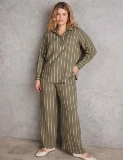 Modal Rich Striped Drawstring Trousers