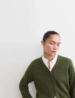 Mohair Blend V-Neck Relaxed Cardigan