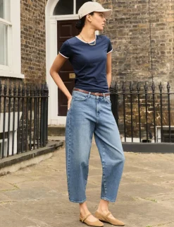 Mom High Waisted Barrel Cropped Jeans