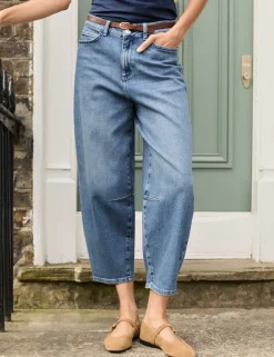 Mom High Waisted Barrel Cropped Jeans