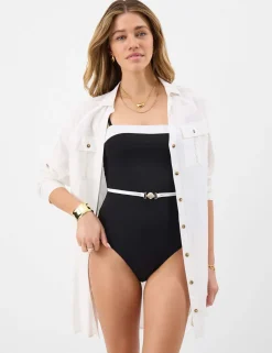 Monochrome Belted Shaping Swimsuit