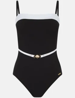 Monochrome Belted Shaping Swimsuit