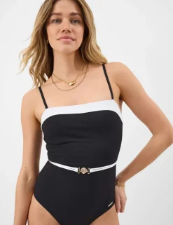 Monochrome Belted Shaping Swimsuit