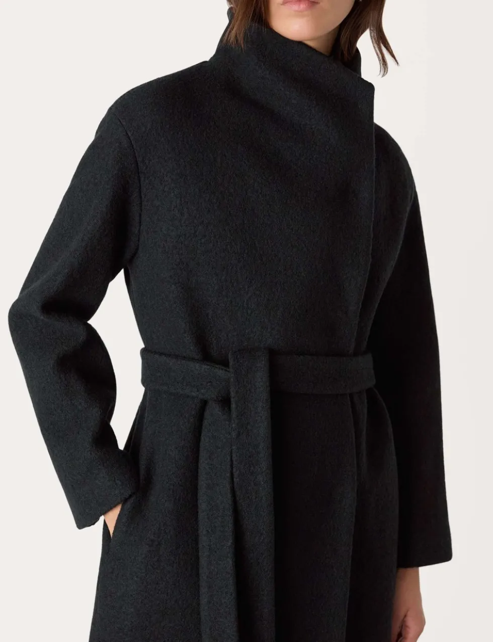 Morgan Pure Wool Belted Funnel Neck Wrap Coat