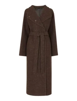 Morgan Pure Wool Belted Funnel Neck Wrap Coat