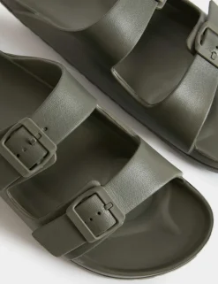 Moulded Footbed Two Strap Slider Sandals