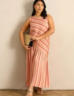 Multi Stripe Asymmetric Maxi Dress
