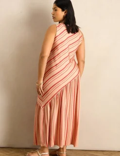 Multi Stripe Asymmetric Maxi Dress