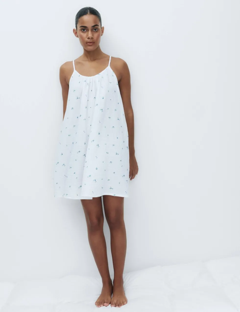 Muslin Printed Short Chemise
