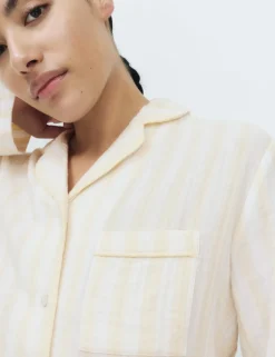 Muslin Striped Revere Pyjama Set