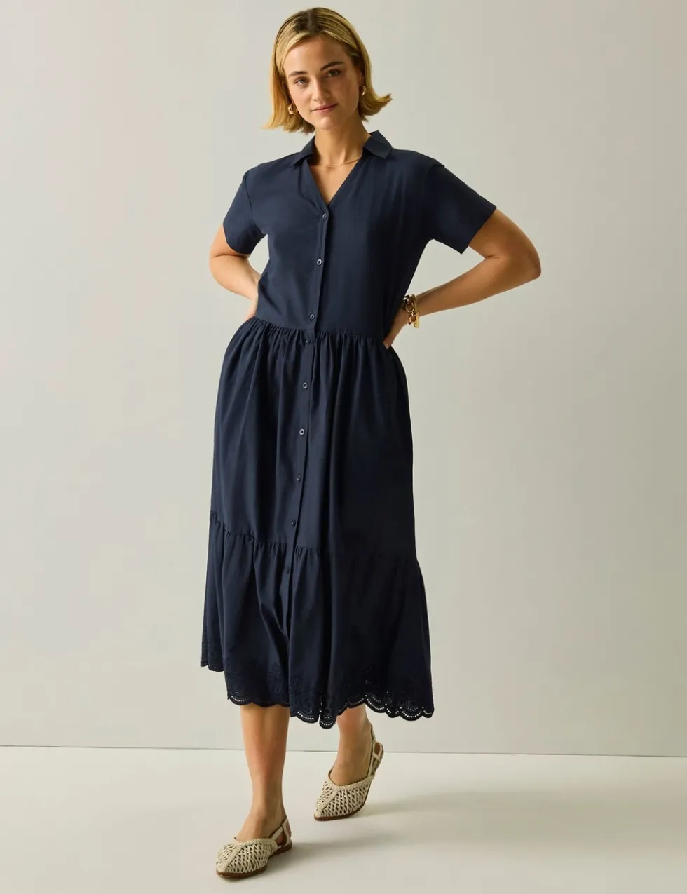 Navagio Pure Cotton Midi Shirt Dress
