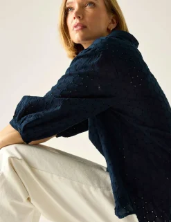 Nofino Cotton Rich Broderie Floral Blouse