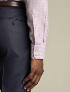 Non Iron Slim Fit Pure Cotton Check Oxford Shirt
