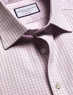 Non Iron Slim Fit Pure Cotton Check Oxford Shirt