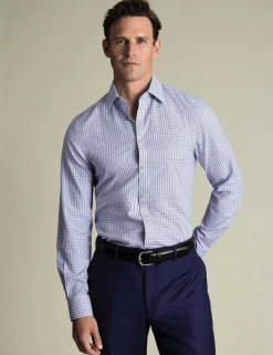 Non Iron Slim Fit Pure Cotton Check Oxford Shirt