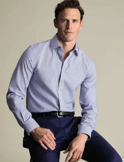 Non Iron Slim Fit Pure Cotton Check Oxford Shirt