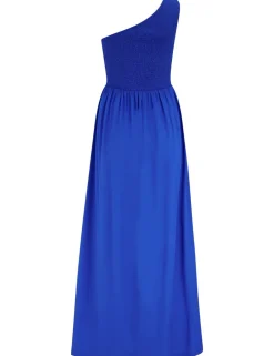 One Shoulder Shirred Maxi Dress