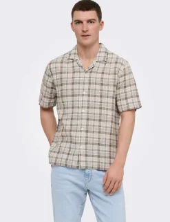 Onscaiden Life Linen Blend Checked Shirt